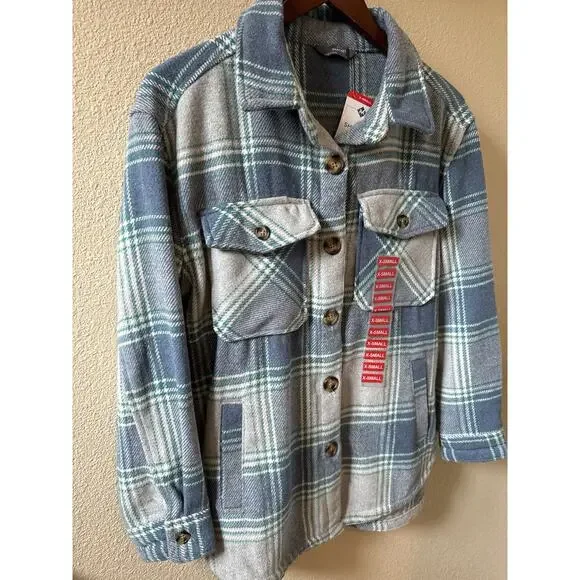 Member's Mark Women's Shacket, Light Blue Plaid, Size XSmall - Picture 2 of 14
